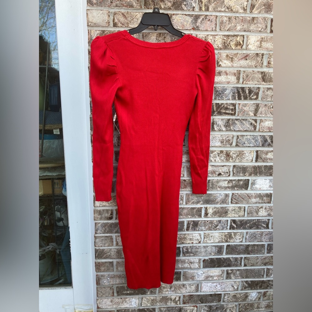 NWTs Red Ribbed Bodycon Midi Dress - Picture 6 of 8